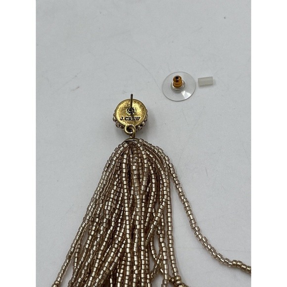 J. Crew Beaded Tassel Earrings Taupe Blush Gold Plated Brass Casting BN348 NWT - Picture 11 of 11